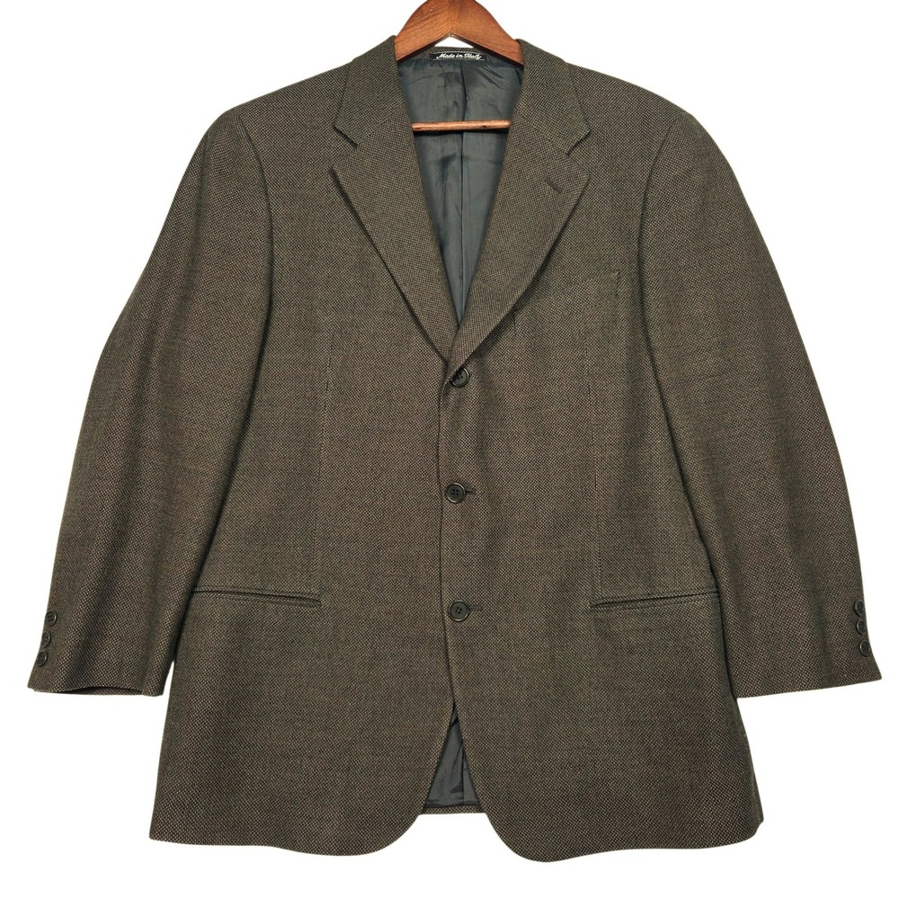 Vtg Giorgio Armani Blazer Mens 44R Pure Virgin Wool 3 Button Made in Italy Green